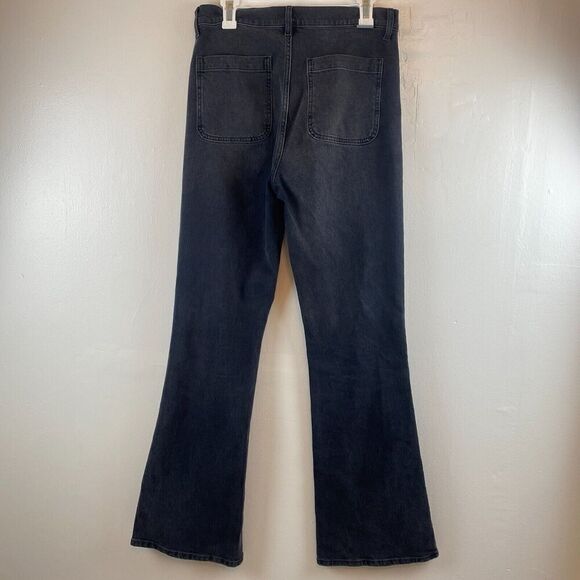 Boyish By Her Womens The Ricky Flare Jeans Black Button Fly High Rise Grunge 29 - Picture 5 of 14